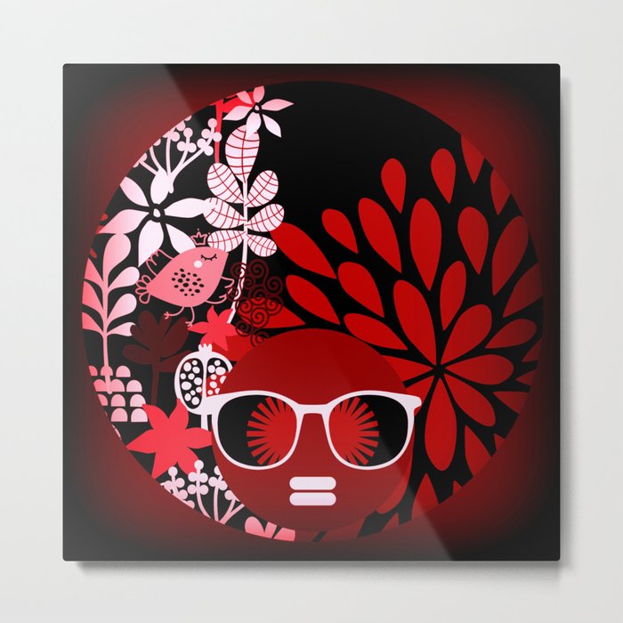 Afro Diva : Sophisticated Lady Red Metal Print