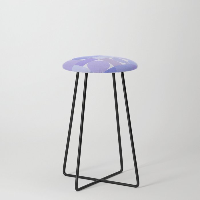 Retro Geometric Abstract Art Periwinkle 1 Counter Stool