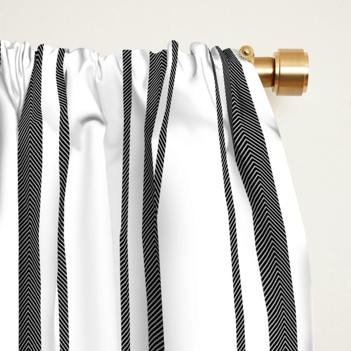 Mattress Ticking Wide Striped Pattern Black And White Blackout