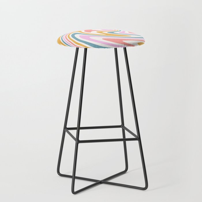Swirl Wavy Abstract Colorful 70s Bar Stool