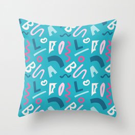 Abstract shapes on turquoise background Throw Pillow