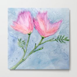 Albizia Silk Flowers Metal Print | Painting, Albizia, Watercolor, Mimosatree, Persiansilktree, Floral 