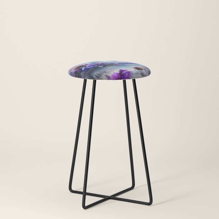 whimsical floral fairy land Counter Stool