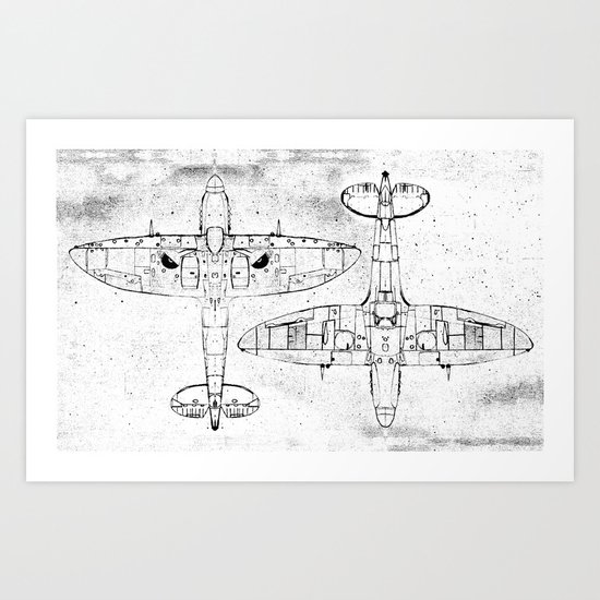 Spitfire Mk. XIV (black) Art Print