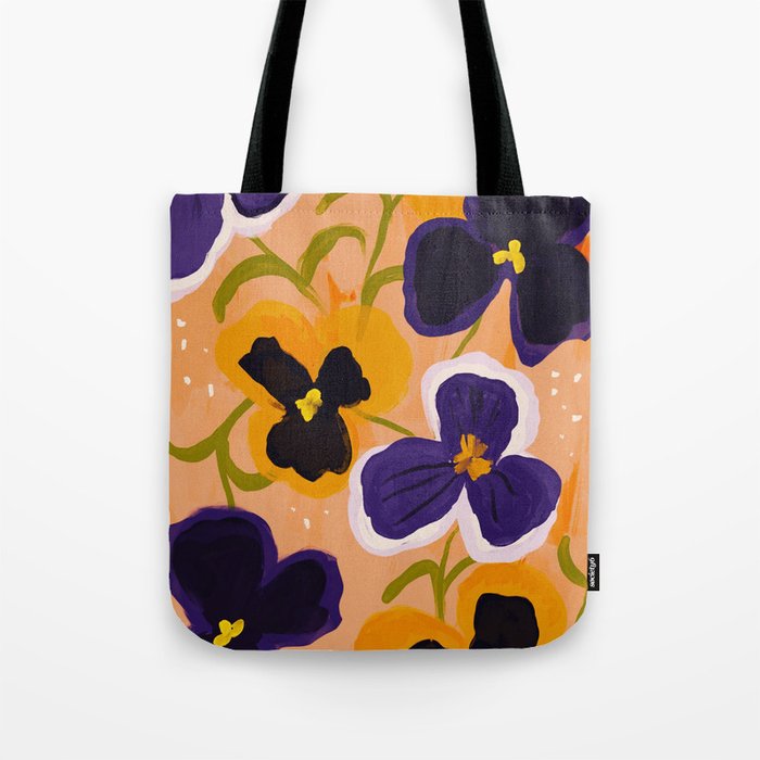 Flowers On Peach Background. Tote Bag