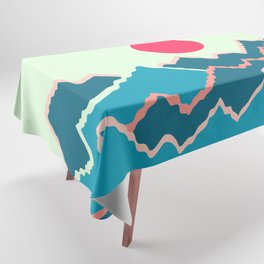 Vibrant Sun Rising Over Serene Mountains Minimalist Abstract Nature Art In Tropical Essence Color Palette Tablecloth