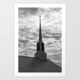 Church Spire Set Against An Angry Sky Art Print