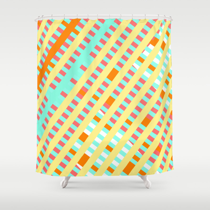 African Inspired Tropical Thatch Print Shower Curtain By Bun95