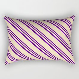 [ Thumbnail: Indigo and Tan Colored Stripes/Lines Pattern Rectangular Pillow ]