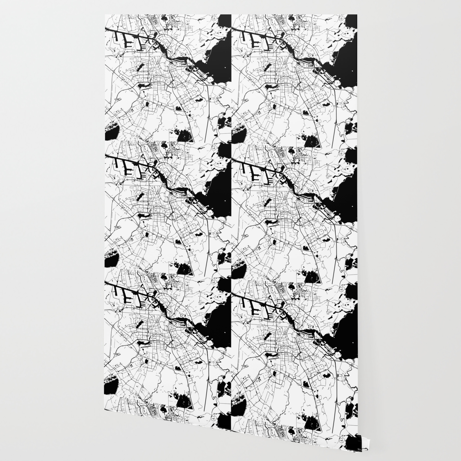 Amsterdam White On Black Street Map Wallpaper By Mapmaker Society6