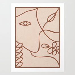 Woman Lines Botanical - Neutral Art Print