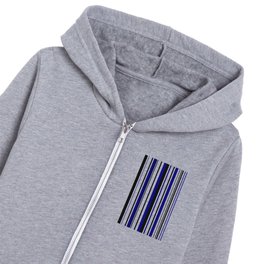 Stripes pattern Geometric Lines vertical blue black white Kids Zip Hoodie