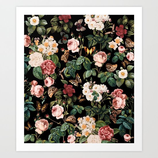 Floral and Butterflies Art Print