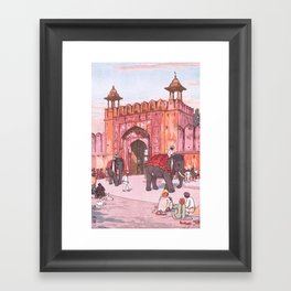 Ajmer Gate, Jaipur by Yoshida Hiroshi - Japanese Vintage Ukiyo-e Woodblock Painting Framed Art Print