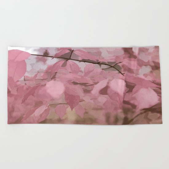 Soft Pastel Leaves Beach Towel