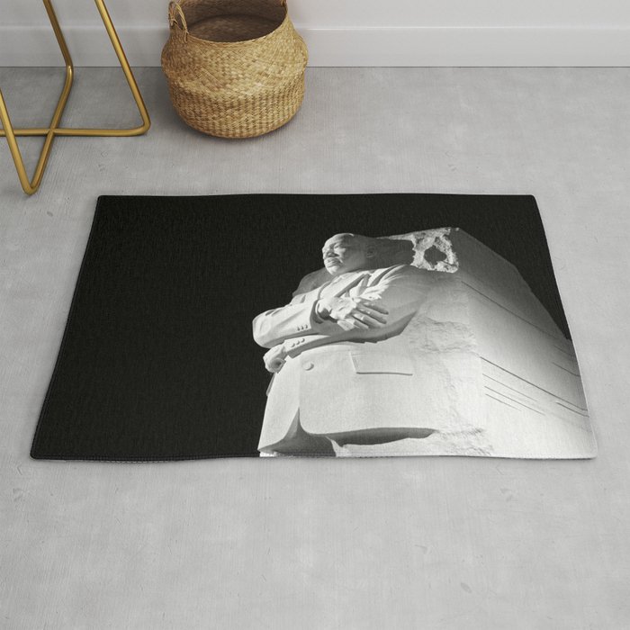 Night, Martin Luther King Civil Right African American Memorial black and white photograph / photography Rug