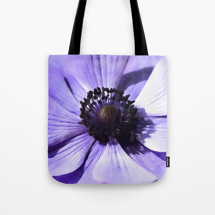 Artistic Lilac Blue Anemone Wildflower Tote Bag