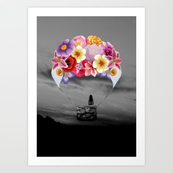 Floral Air Balloon Art Print