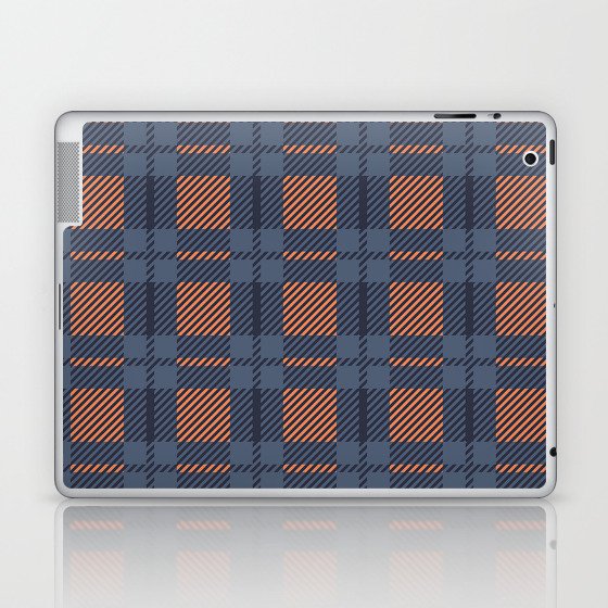 Trendy Blue & Orange Tartan Plaid Pattern Laptop & iPad Skin