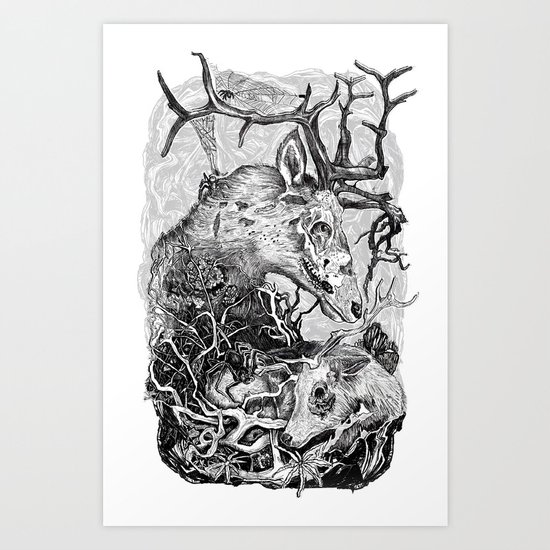 Elk Decay Art Print