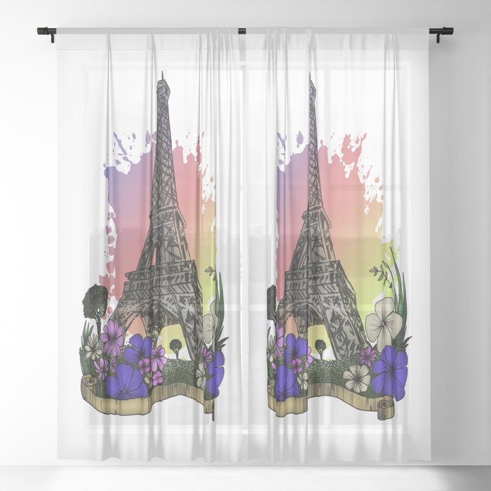 Eiffel Tower Sheer Curtain