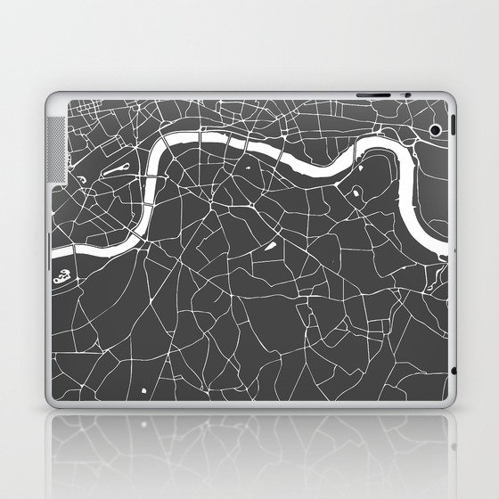 Gray on White London Street Map Laptop & iPad Skin