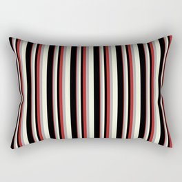 [ Thumbnail: Red, Dark Gray, Beige & Black Colored Lines/Stripes Pattern Rectangular Pillow ]