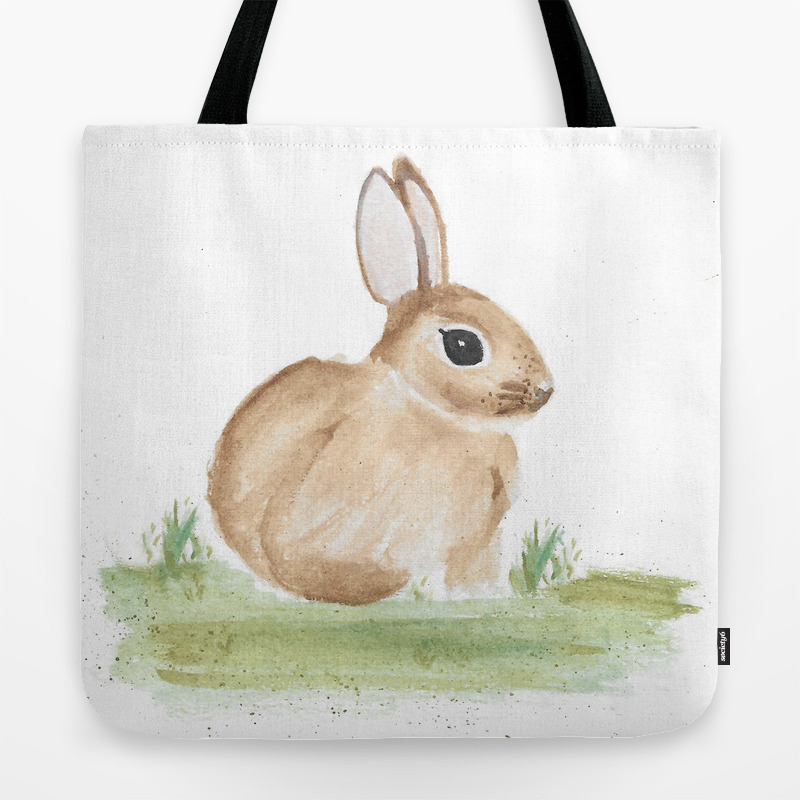 Spring Watercolor Easter Bunny Tote Bag