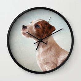 Jack Russell Terrier. Drawing, illustration funny dog Wall Clock