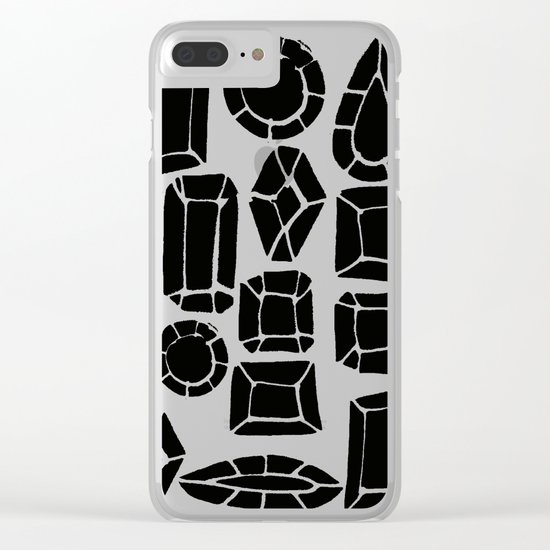 gemstone black and white Clear iPhone Case
