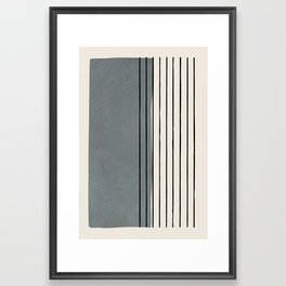 Gray and Black Minimalist Lines Framed Art Print