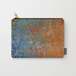 Vintage Rust, Copper and Blue Carry-All Pouch | Terracotta, Geometric, Blue, Vintage, Marble, Colourful, Rusty, Nature, Pattern, Metal 