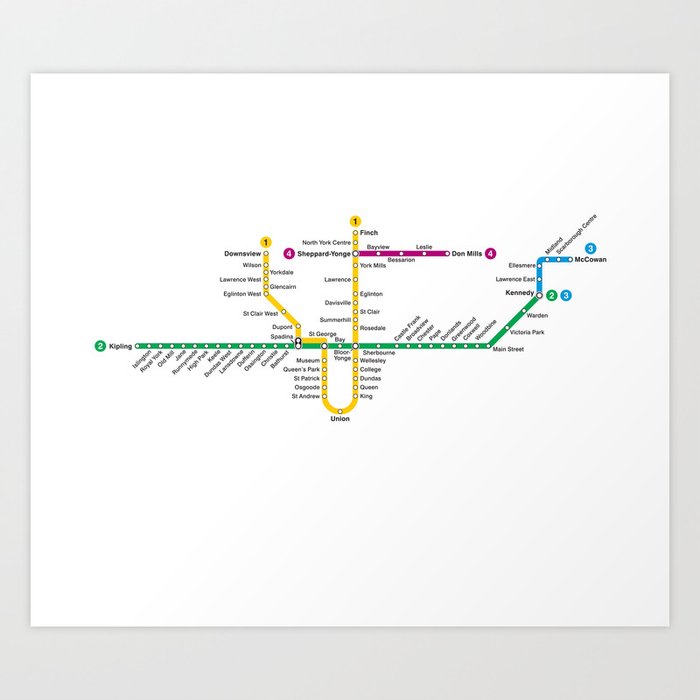 TTC Subway Map Art Print