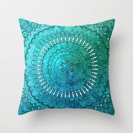 Turquoise Mandala Throw Pillow