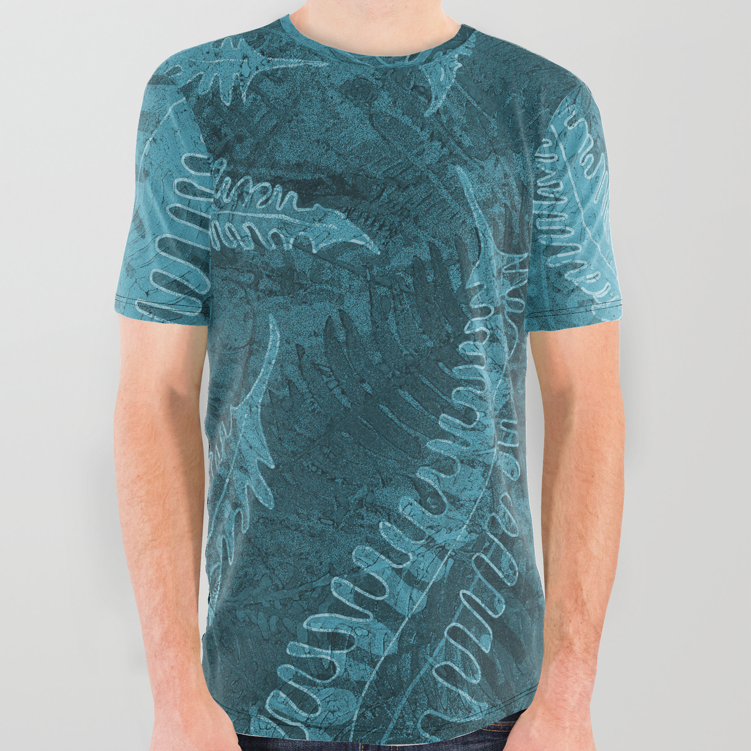 Ferns Light Abstract Design All Over Graphic Tee By Hiddendesign