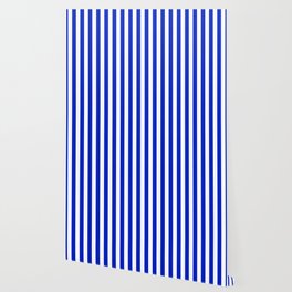 Cobalt Blue and White Vertical Beach Hut Stripe Wallpaper | Neon, Cobalt, Graphicdesign, Darkblue, Blue, Hut, Curated, Large, Midnightblue, Bright 