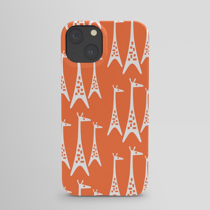 Mid Century Modern Giraffe Pattern 221 Orange iPhone Case