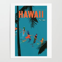 Jet Clippers To HAWAII Vintage Travel Poster Poster