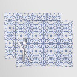 Retro Daisy Flower Lace White On Blue Placemat