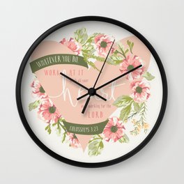"All Your Heart" Floral Bible Verse Print Wall Clock