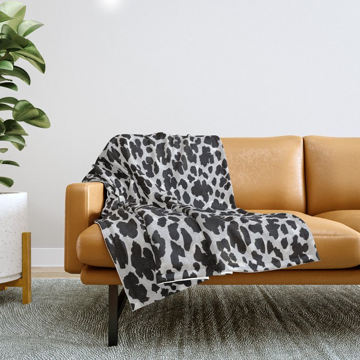 Modern black white cheetah animal print Throw Blanket