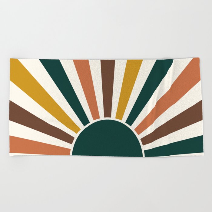 Multicolor retro Sun design 12 Beach Towel