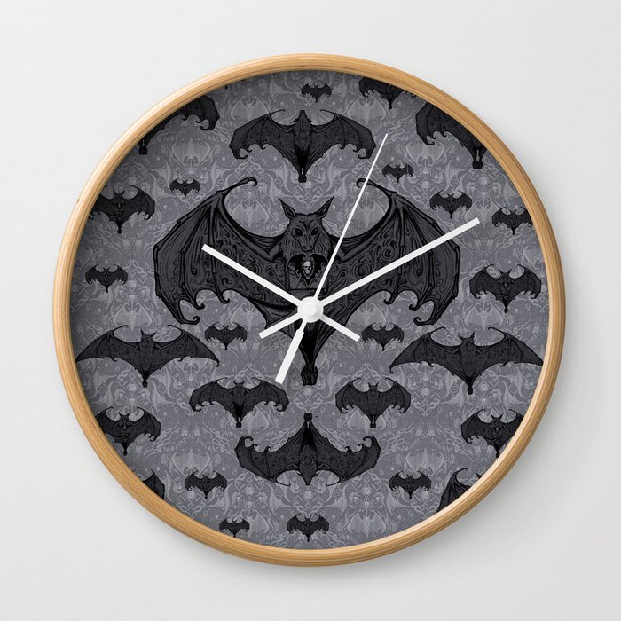 Balinese Bat - Haunted Mansion Damask Wall Clock