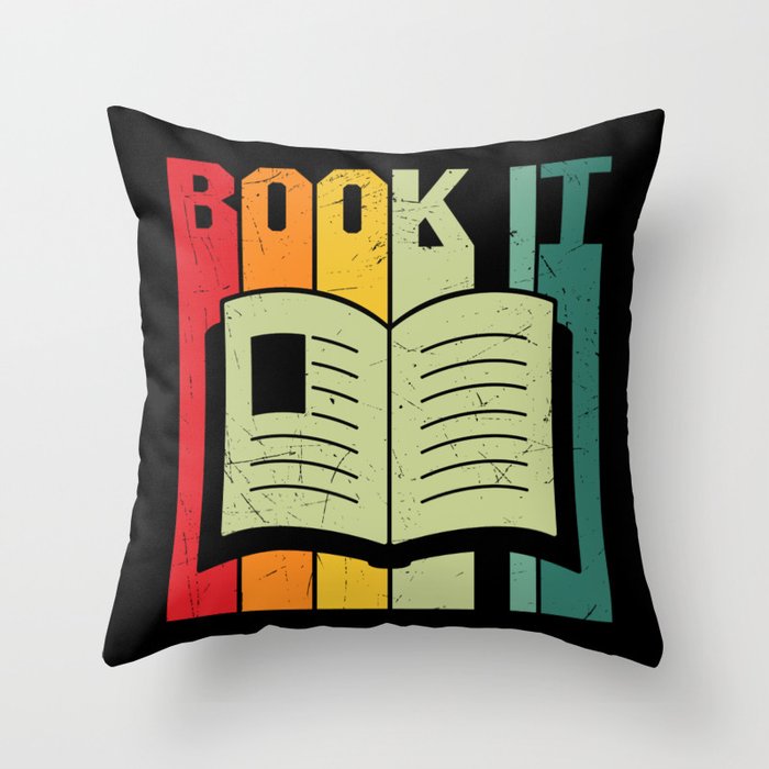 Book It Vintage Bookworm Throw Pillow