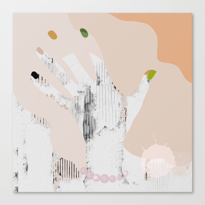 colorful artsy hand with colored nails Canvas Print