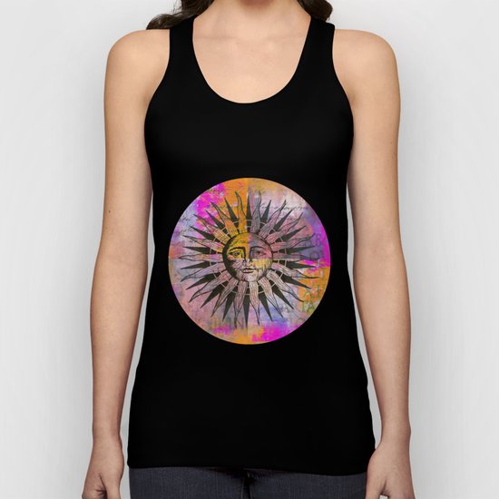 Sun illustration pink orange Unisex Tank Top