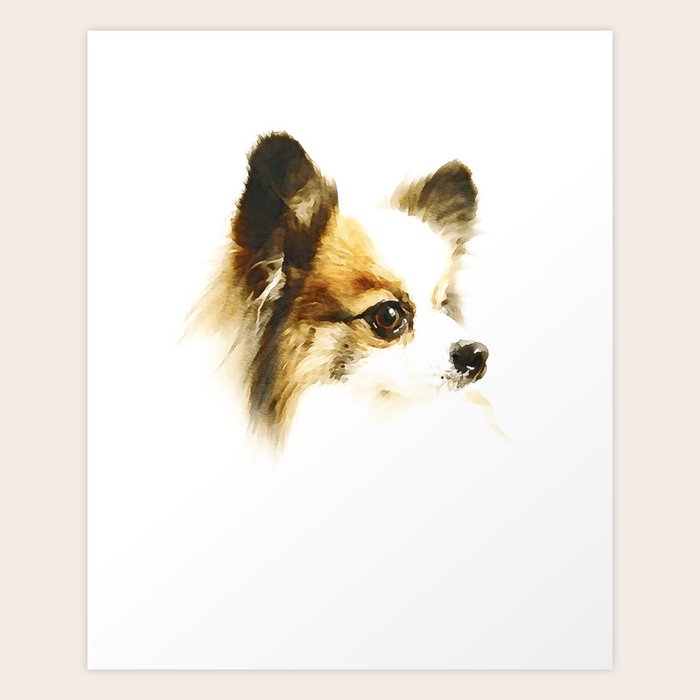 Cute Papillon Puppy Art Print By Headwork