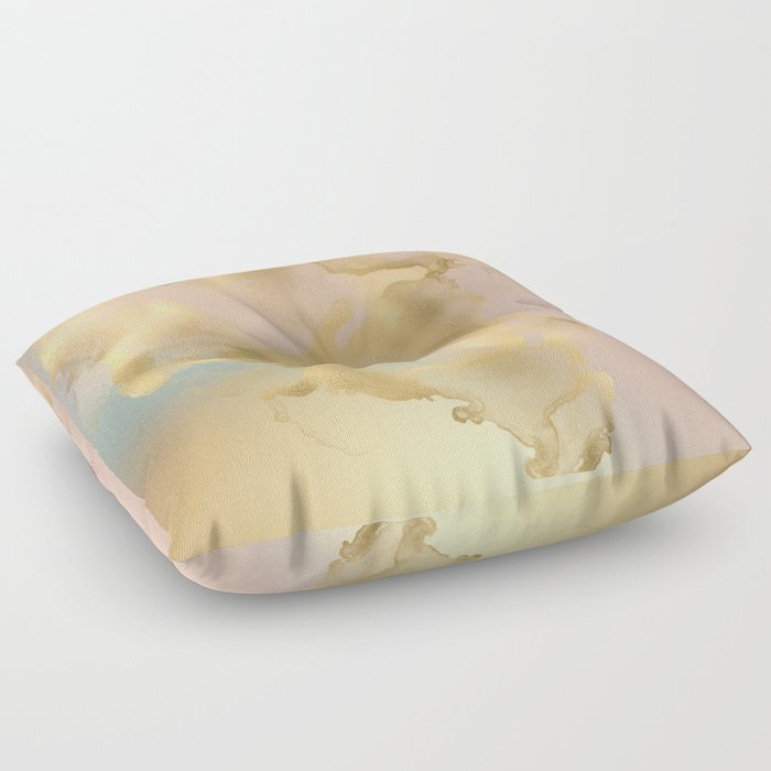 Marble, Gold and Pastel Abstract Art Print Floor Pillow