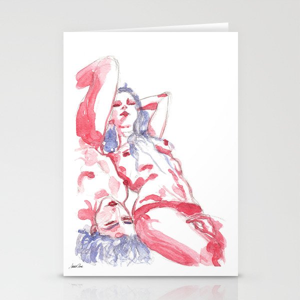 Inertia 1 Stationery Cards | Painting, Watercolour, Watercolor, Nude, Erotic, Nfsw, Women, Powerful-women