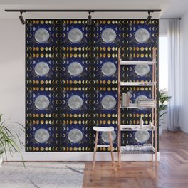 Moon phases magic womans hands on third eye reading crystal ball Wall Mural